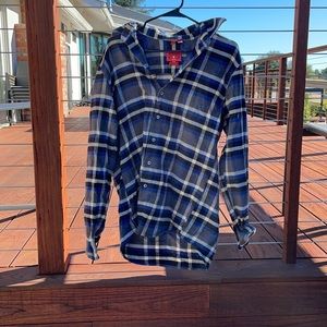 Men’s Warm Flannel. Blue white and black plaid